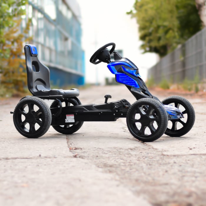 GO Kart cu pedale, 5-10 ani, Kinderauto Thunder, roti EVA, culoare albastra [3]