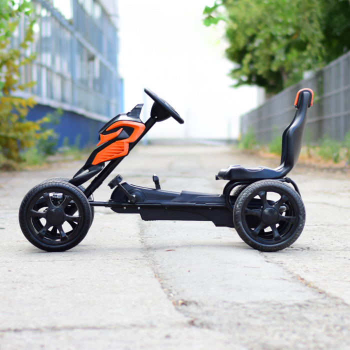 GO Kart cu pedale, 5-10 ani, Kinderauto Thunder, roti EVA, culoare Neagra [4]