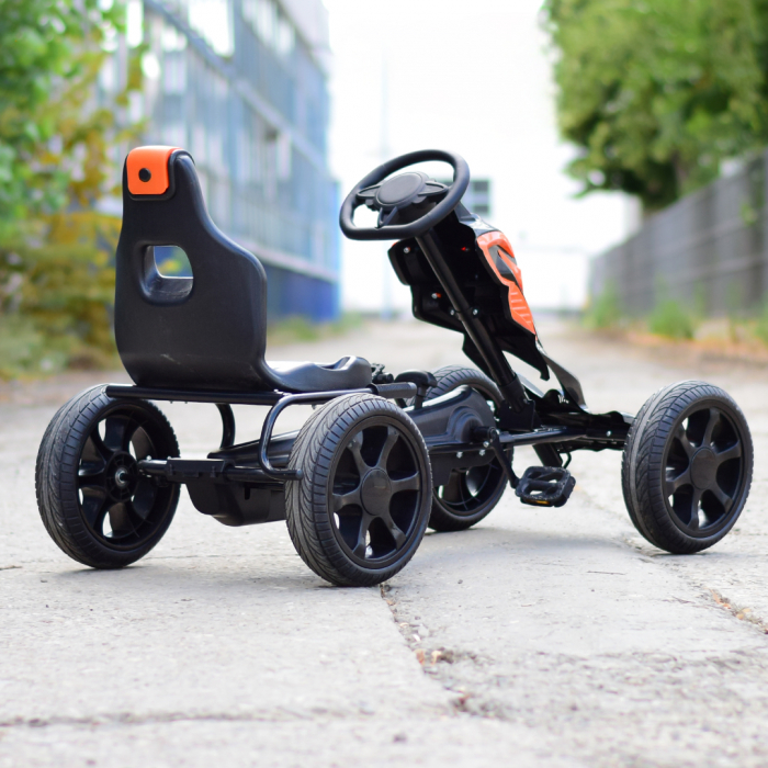 GO Kart cu pedale, 5-10 ani, Kinderauto Thunder, roti EVA, culoare Neagra [6]