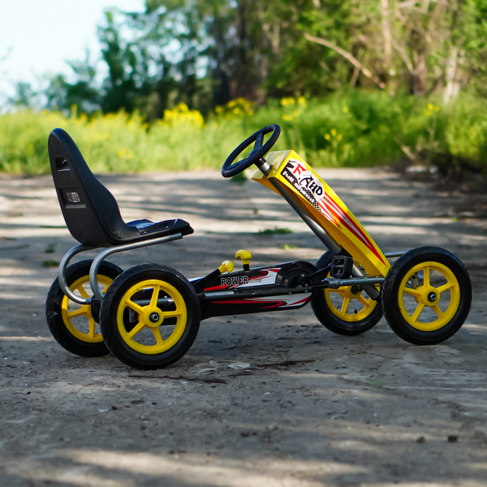 GO Kart cu pedale, 6-15 ani, Kinderauto F8-1, roti Gonflabile 10 inch, culoare galbena [5]
