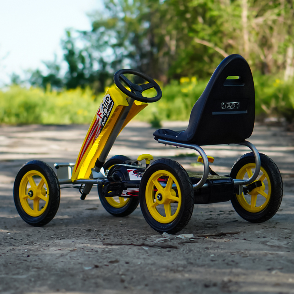 GO Kart cu pedale, 6-15 ani, Kinderauto F8-1, roti Gonflabile 10 inch, culoare galbena [7]