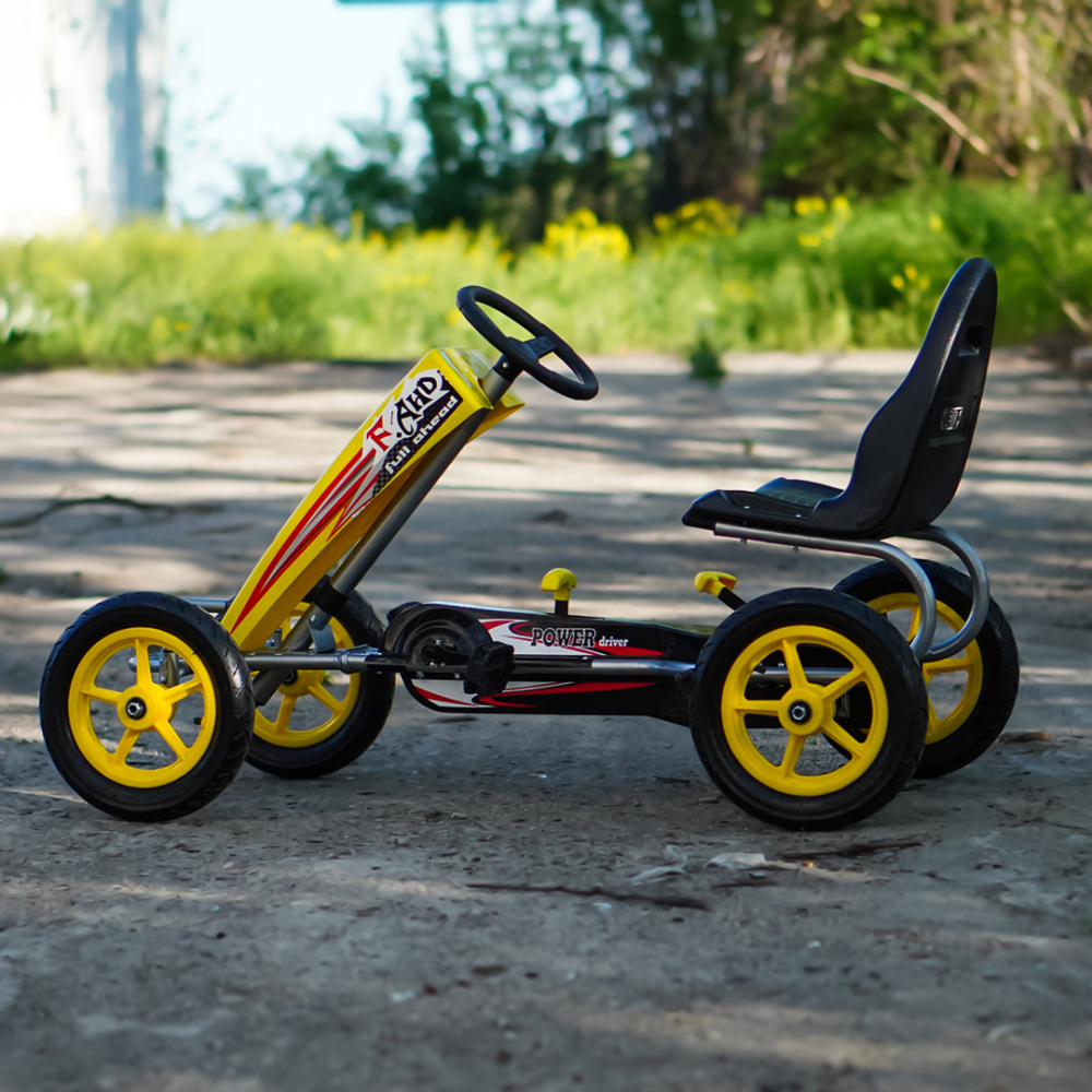 GO Kart cu pedale, 6-15 ani, Kinderauto F8-1, roti Gonflabile 10 inch, culoare galbena [8]