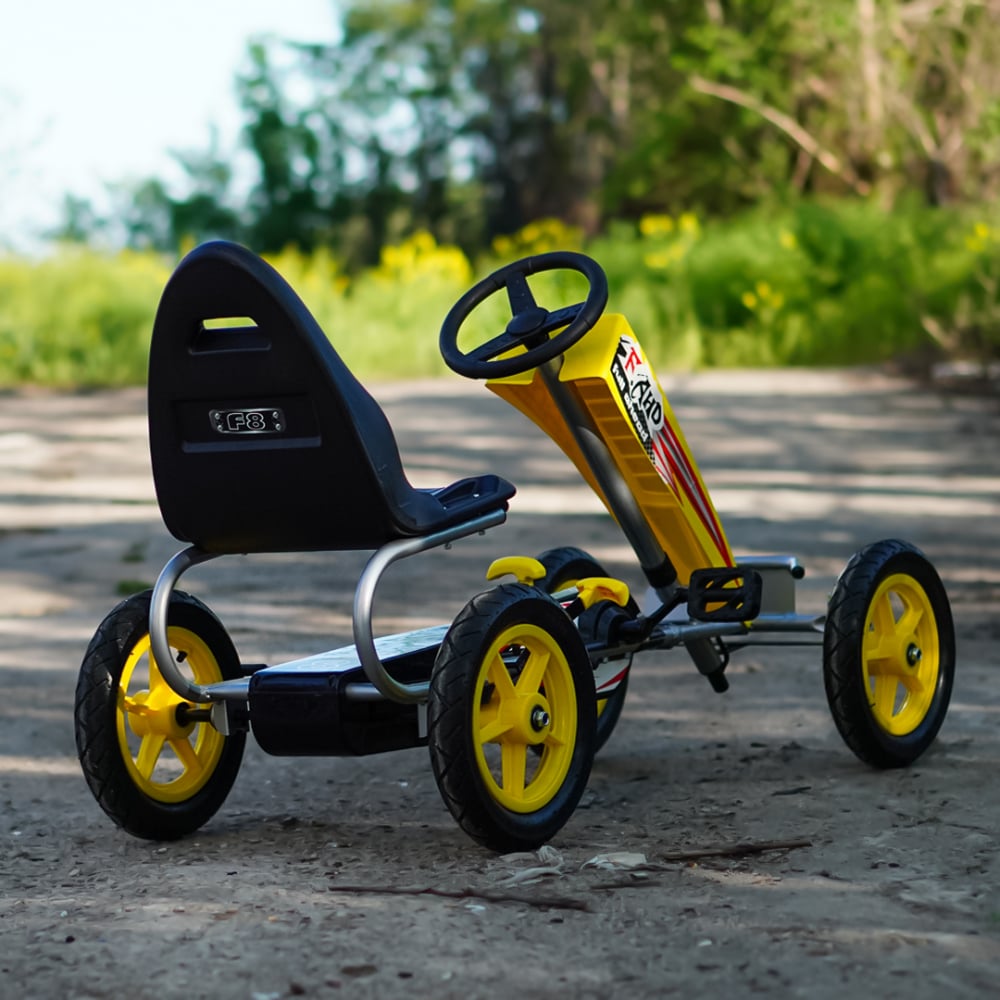 GO Kart cu pedale, 6-15 ani, Kinderauto F8-1, roti Gonflabile 10 inch, culoare galbena [6]