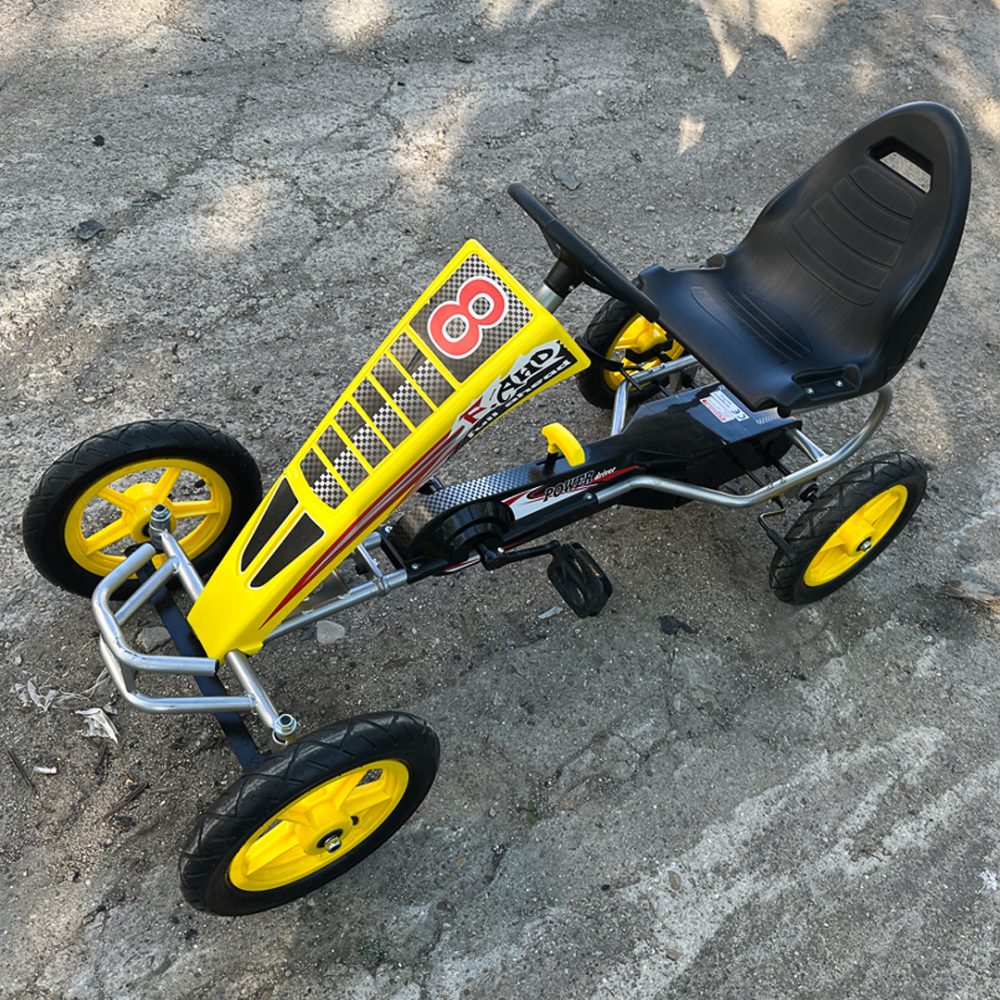 GO Kart cu pedale, 6-15 ani, Kinderauto F8-1, roti Gonflabile 10 inch, culoare galbena [13]