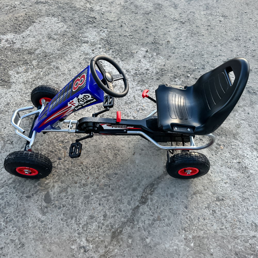 GO Kart cu pedale, 6-15 ani, Kinderauto F8-3, roti Gonflabile 6 inch, culoare Albastru [11]