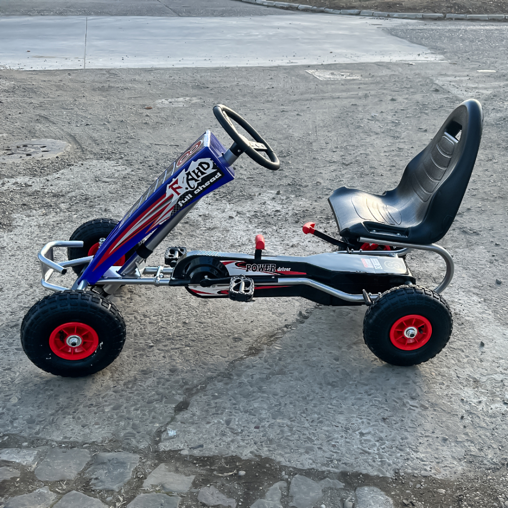 GO Kart cu pedale, 6-15 ani, Kinderauto F8-3, roti Gonflabile 6 inch, culoare Albastru [9]