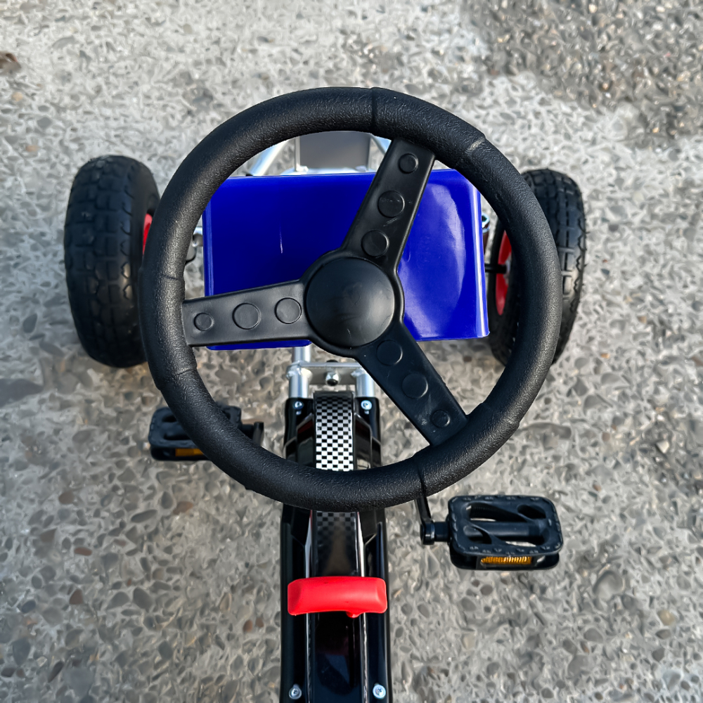 GO Kart cu pedale, 6-15 ani, Kinderauto F8-3, roti Gonflabile 6 inch, culoare Albastru [15]