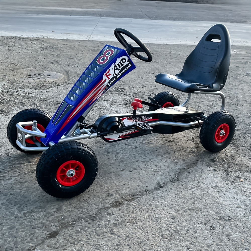 GO Kart cu pedale, 6-15 ani, Kinderauto F8-3, roti Gonflabile 6 inch, culoare Albastru [10]