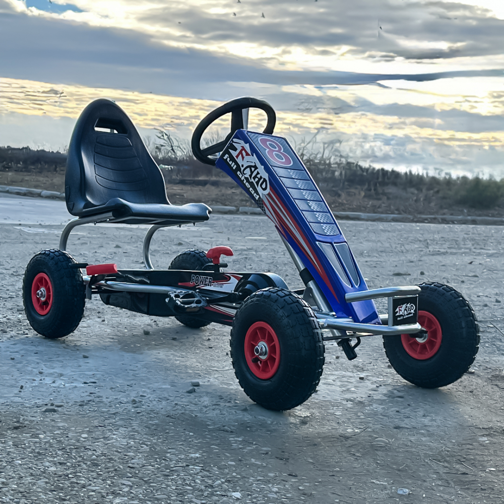 GO Kart cu pedale, 6-15 ani, Kinderauto F8-3, roti Gonflabile 6 inch, culoare Albastru [5]