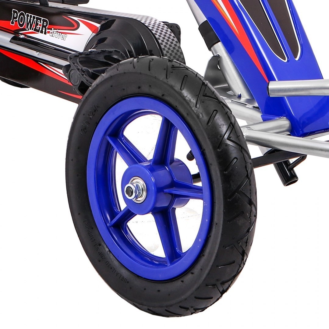GO Kart cu pedale, pentru copii 6-12 ani, Kinderauto F8-1, roti Gonflabile de 10 inch, albastru [7]