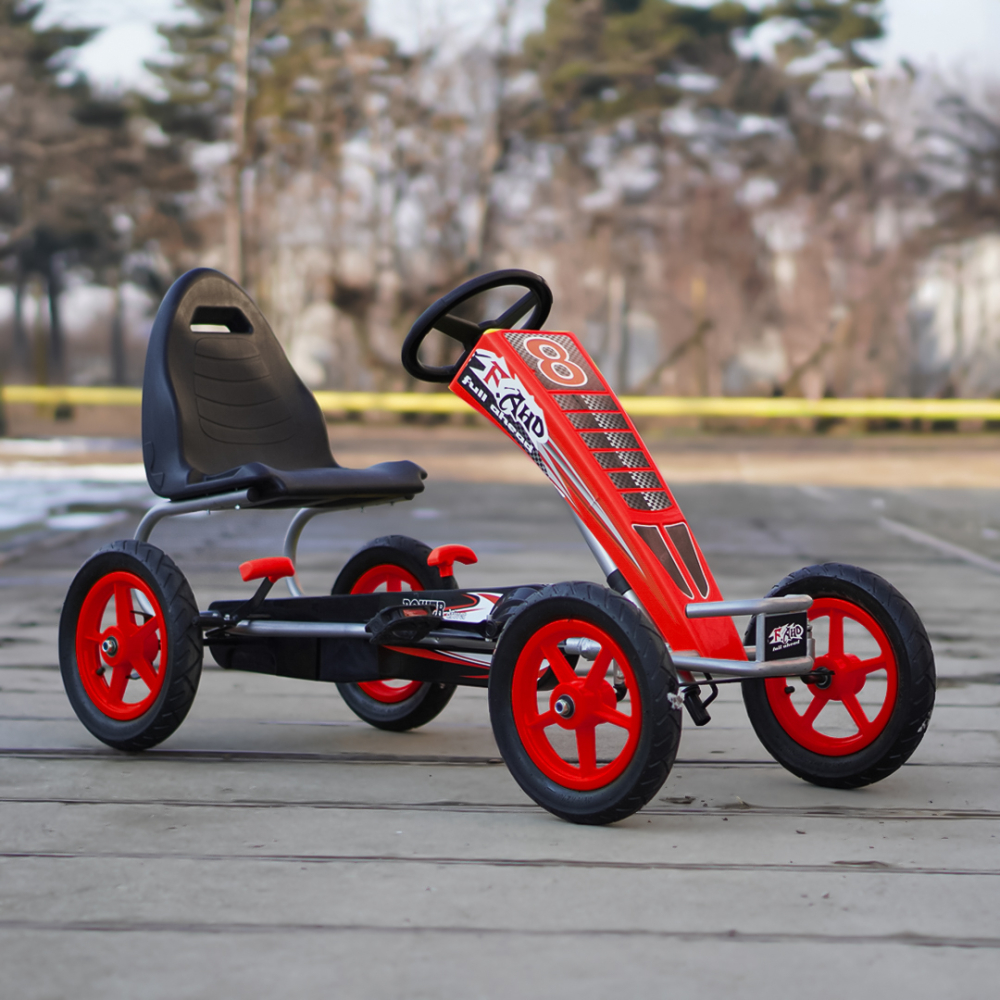 GO Kart cu pedale, pentru copii 6-15 ani, Kinderauto F8-1, roti Gonflabile de 10 inch, rosu [9]