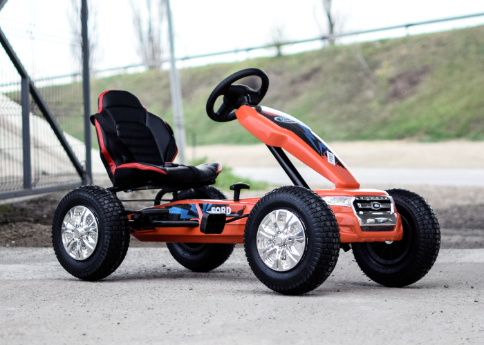 GO Kart cu pedale, pentru copii, de la FORD, cu ROTI Gonflabile si scaun tapitat, culoare portocalie [3]