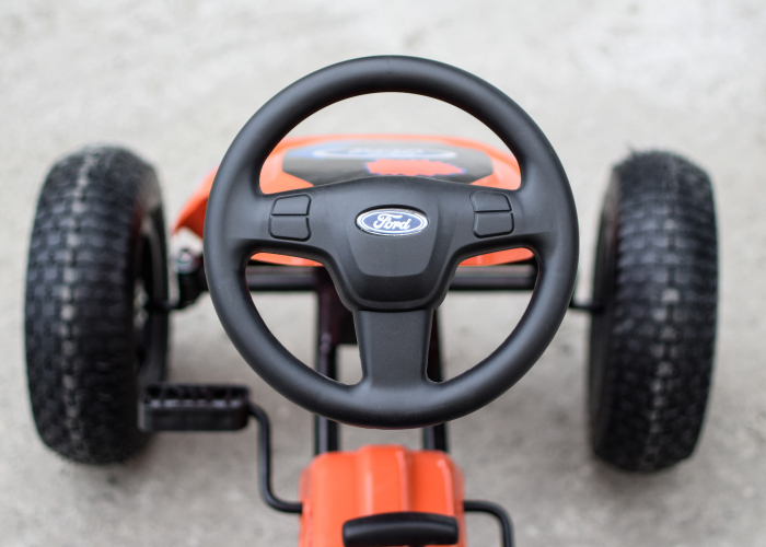 GO Kart cu pedale, pentru copii, de la FORD, cu ROTI Gonflabile si scaun tapitat, culoare portocalie [12]