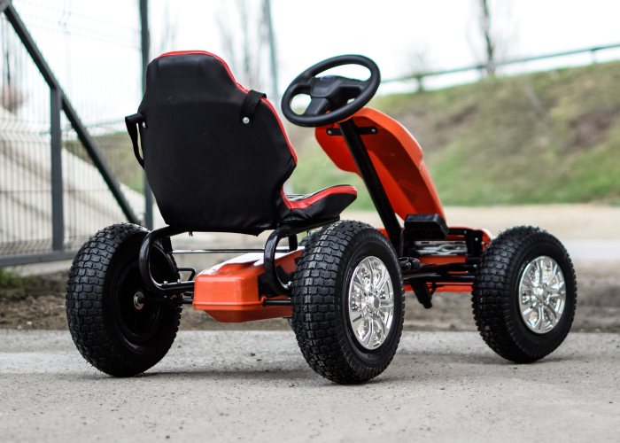 GO Kart cu pedale, pentru copii, de la FORD, cu ROTI Gonflabile si scaun tapitat, culoare portocalie [6]