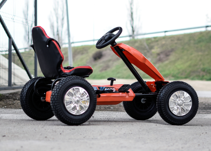 GO Kart cu pedale, pentru copii, de la FORD, cu ROTI Gonflabile si scaun tapitat, culoare portocalie [5]
