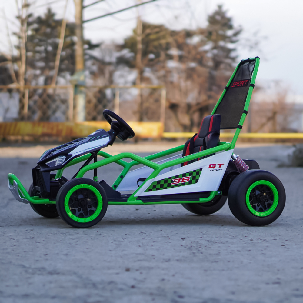 Go-Kart electric cu functie DRIFT, recomandat 4-8 ani, 300W, 24V 10Ah, scaun tapitat, verde [5]