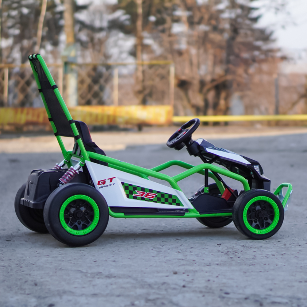 Go-Kart electric cu functie DRIFT, recomandat 4-8 ani, 300W, 24V 10Ah, scaun tapitat, verde [9]
