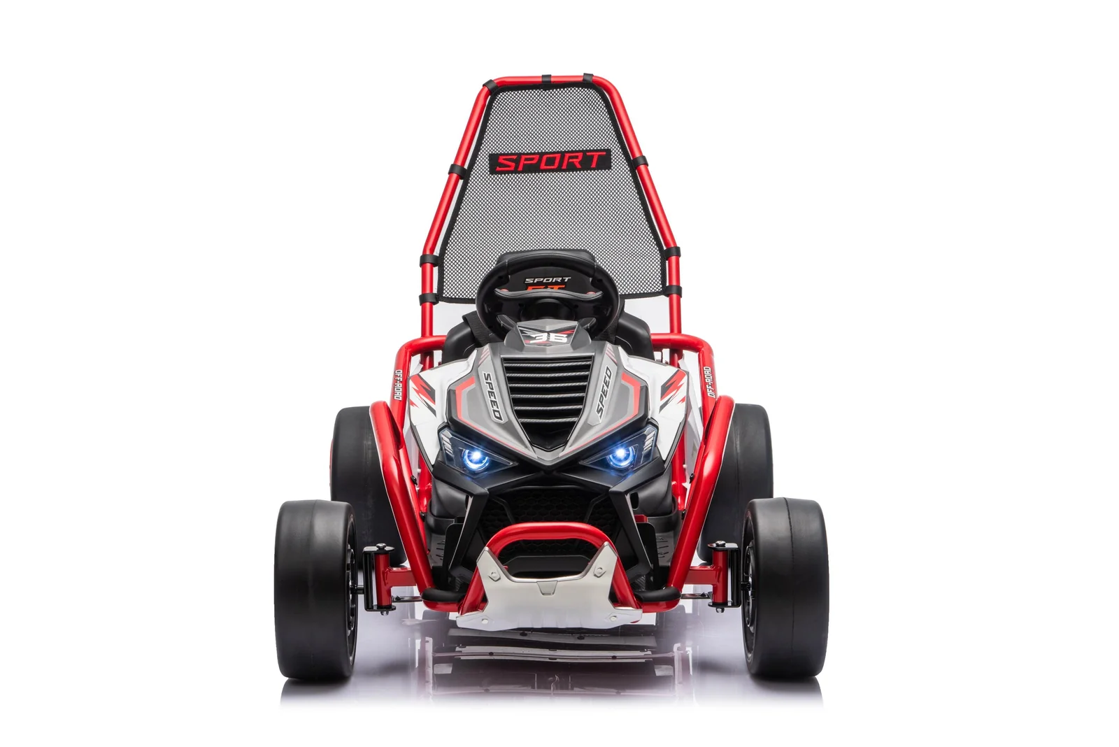 Go-Kart electric cu functie DRIFT, recomandat 4-8 ani, 300W, 24V 10Ah, scaun tapitat, rosu [3]