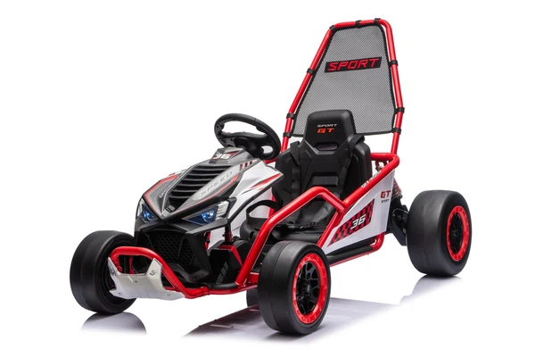 Go-Kart electric cu functie DRIFT, recomandat 4-8 ani, 300W, 24V 10Ah, scaun tapitat, rosu [4]