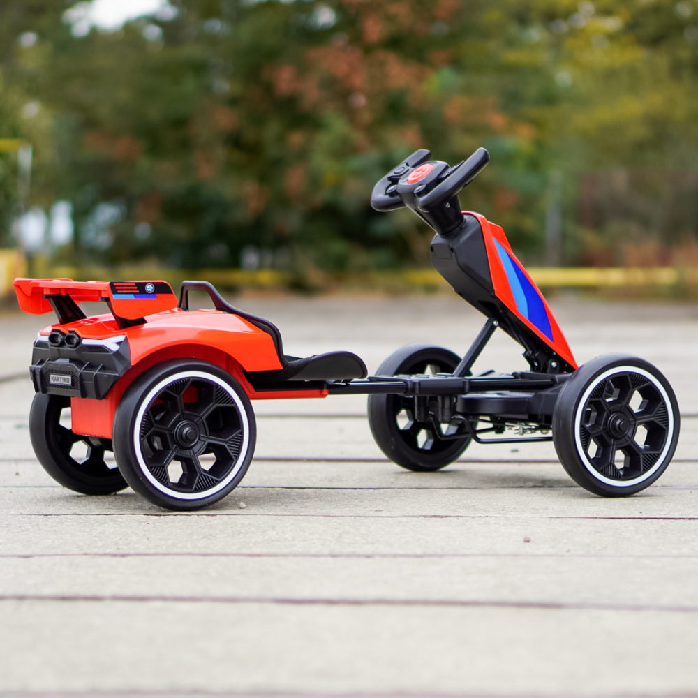 Go-Kart electric pentru copii 3-7 ani, 70W 12V, cu roti moi si telecomanda, rosu [6]