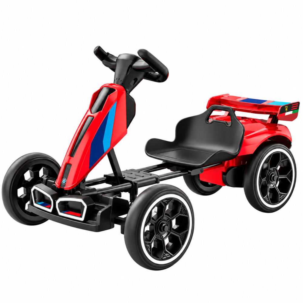 Go-Kart electric pentru copii 3-7 ani, 70W 12V, cu roti moi si telecomanda, rosu