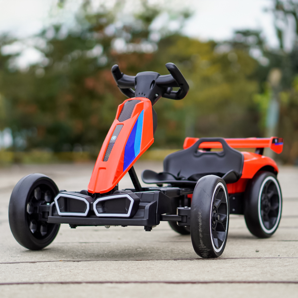 Go-Kart electric pentru copii 3-7 ani, 70W 12V, cu roti moi si telecomanda, rosu [2]