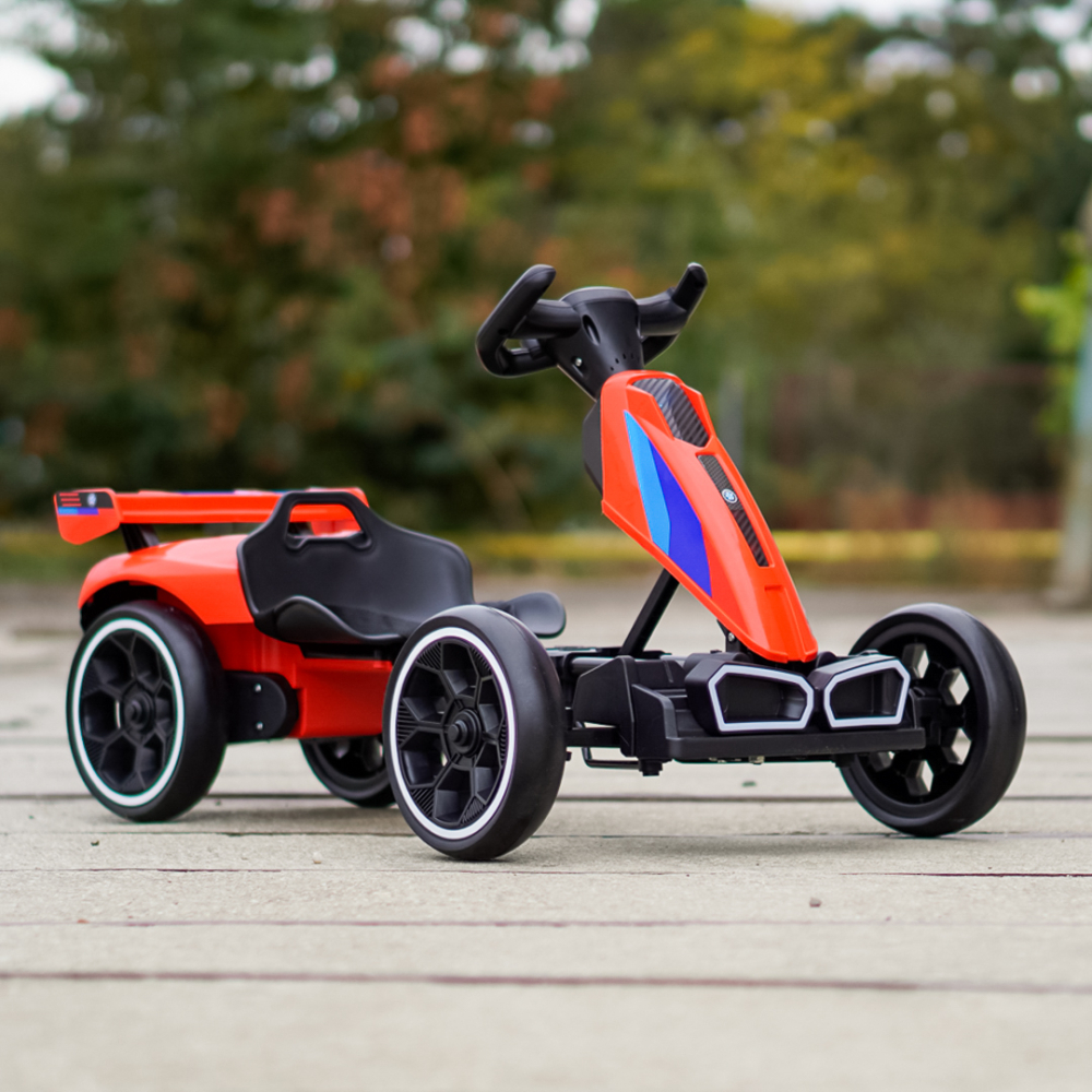 Go-Kart electric pentru copii 3-7 ani, 70W 12V, cu roti moi si telecomanda, rosu [4]