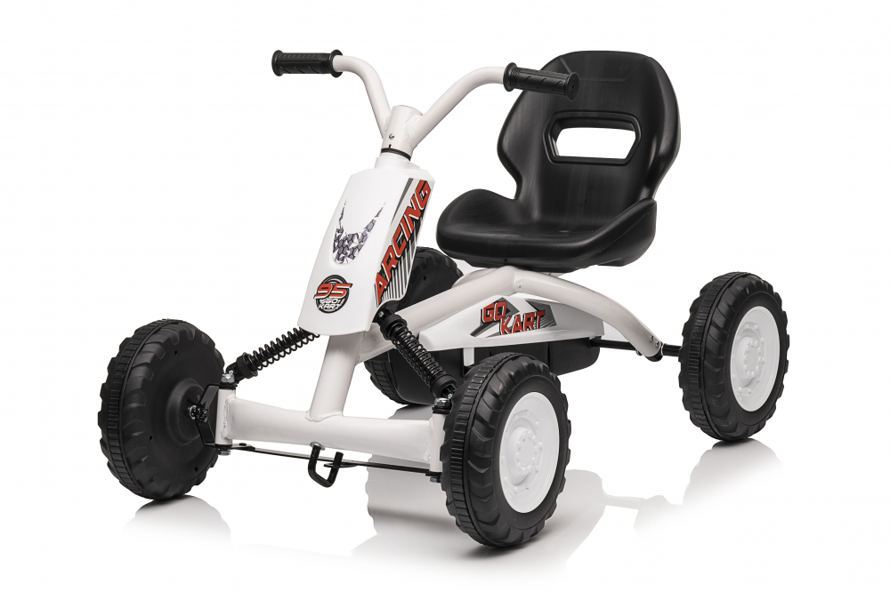 Kart cu pedale, pentru copii 2-6 ani, Kinderauto ARCING, culoare alba [1]