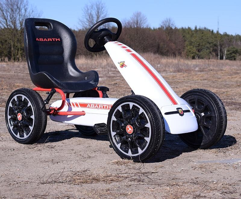 Kart cu pedale, pentru copii 3-9 ani, de la Fiat Abarth, cu roti moi, culoare alba [2]