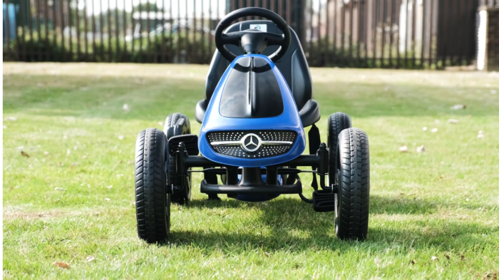 Kinderauto GO Kart cu pedale de la Mercedes, roti cauciuc solid, scaun reglabil, centura de siguranta #Albastru [2]