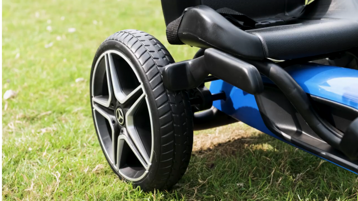 Kinderauto GO Kart cu pedale de la Mercedes, roti cauciuc solid, scaun reglabil, centura de siguranta #Albastru [9]