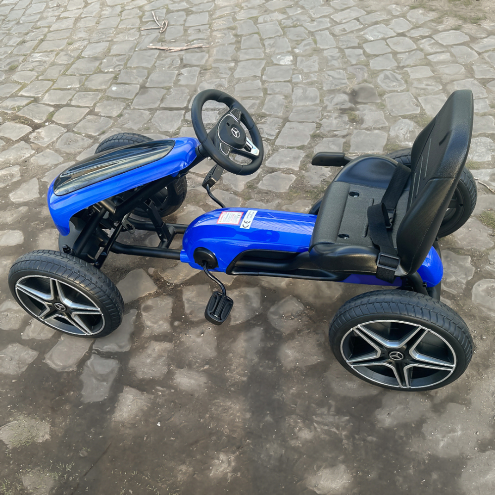 Kinderauto GO Kart cu pedale de la Mercedes, roti cauciuc solid, scaun reglabil, centura de siguranta #Albastru [11]