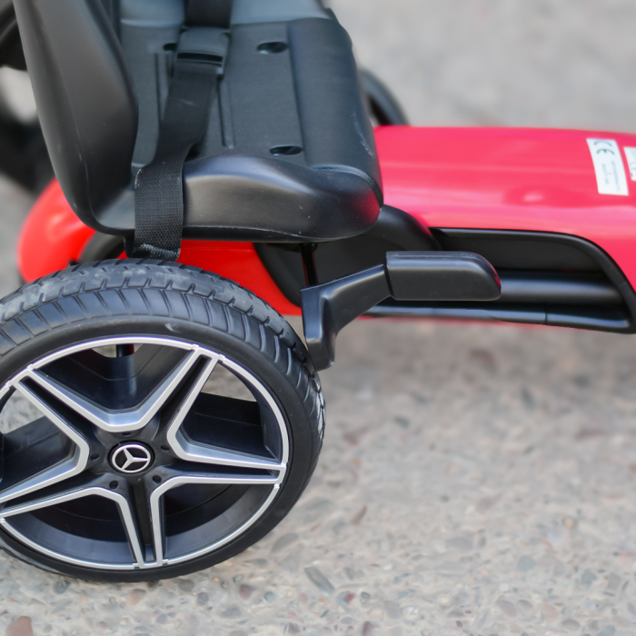 Kinderauto GO Kart cu pedale de la Mercedes, roti cauciuc solid, scaun reglabil, centura de siguranta #Rosu [13]