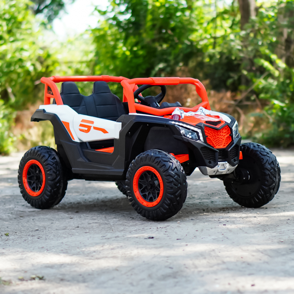 Kinderauto Warrior, UTV electric pentru copii, 4x4, 120W, 12V 7Ah, roti moi Premium, culoare portocalie [10]