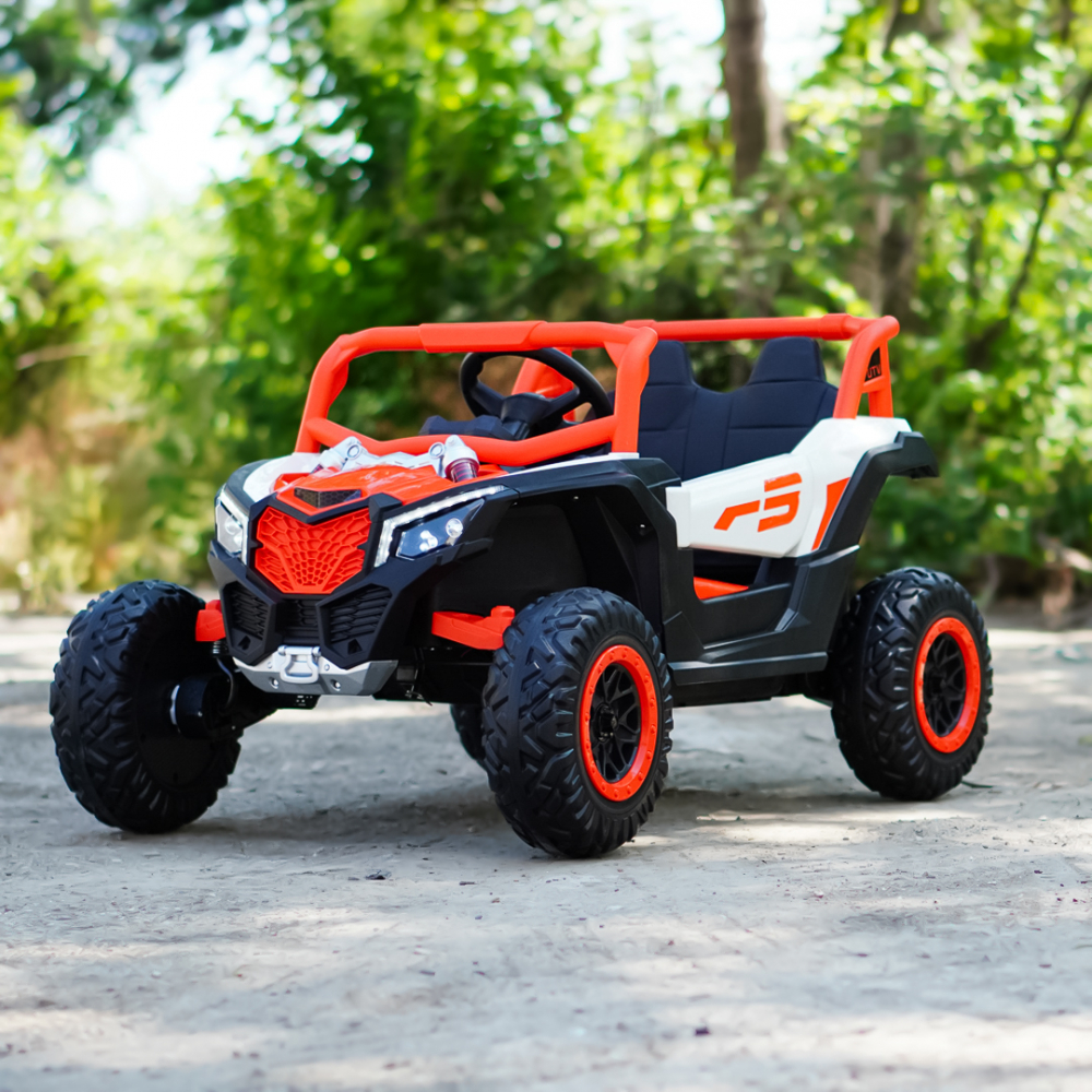 Kinderauto Warrior, UTV electric pentru copii, 4x4, 120W, 12V 7Ah, roti moi Premium, culoare portocalie [2]