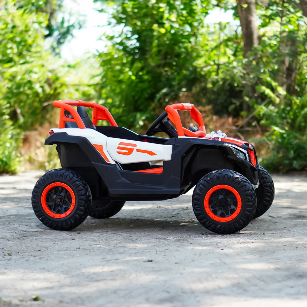 Kinderauto Warrior, UTV electric pentru copii, 4x4, 120W, 12V 7Ah, roti moi Premium, culoare portocalie [9]