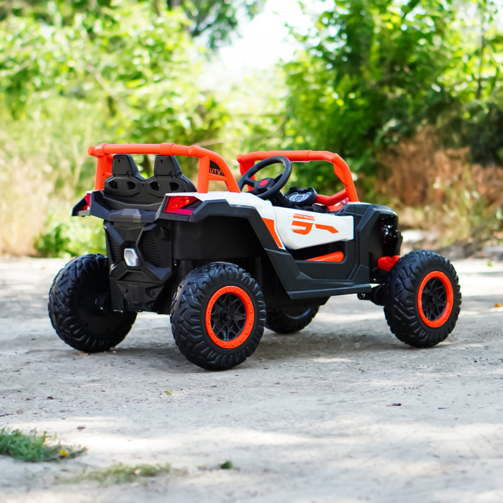 Kinderauto Warrior, UTV electric pentru copii, 4x4, 120W, 12V 7Ah, roti moi Premium, culoare portocalie [7]