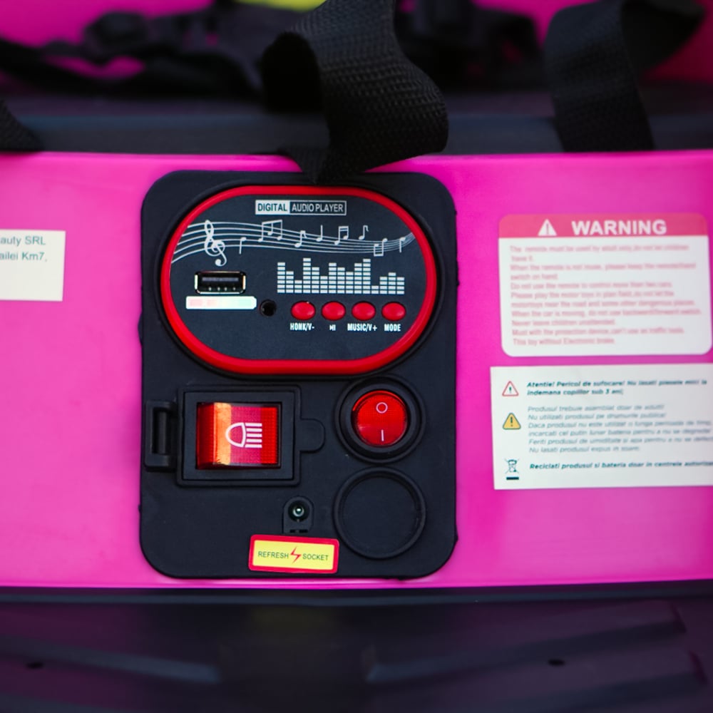 Masinuta busitoare cu telecomanda, Kinderauto Bumper, 70W 12V, culoare roz [11]