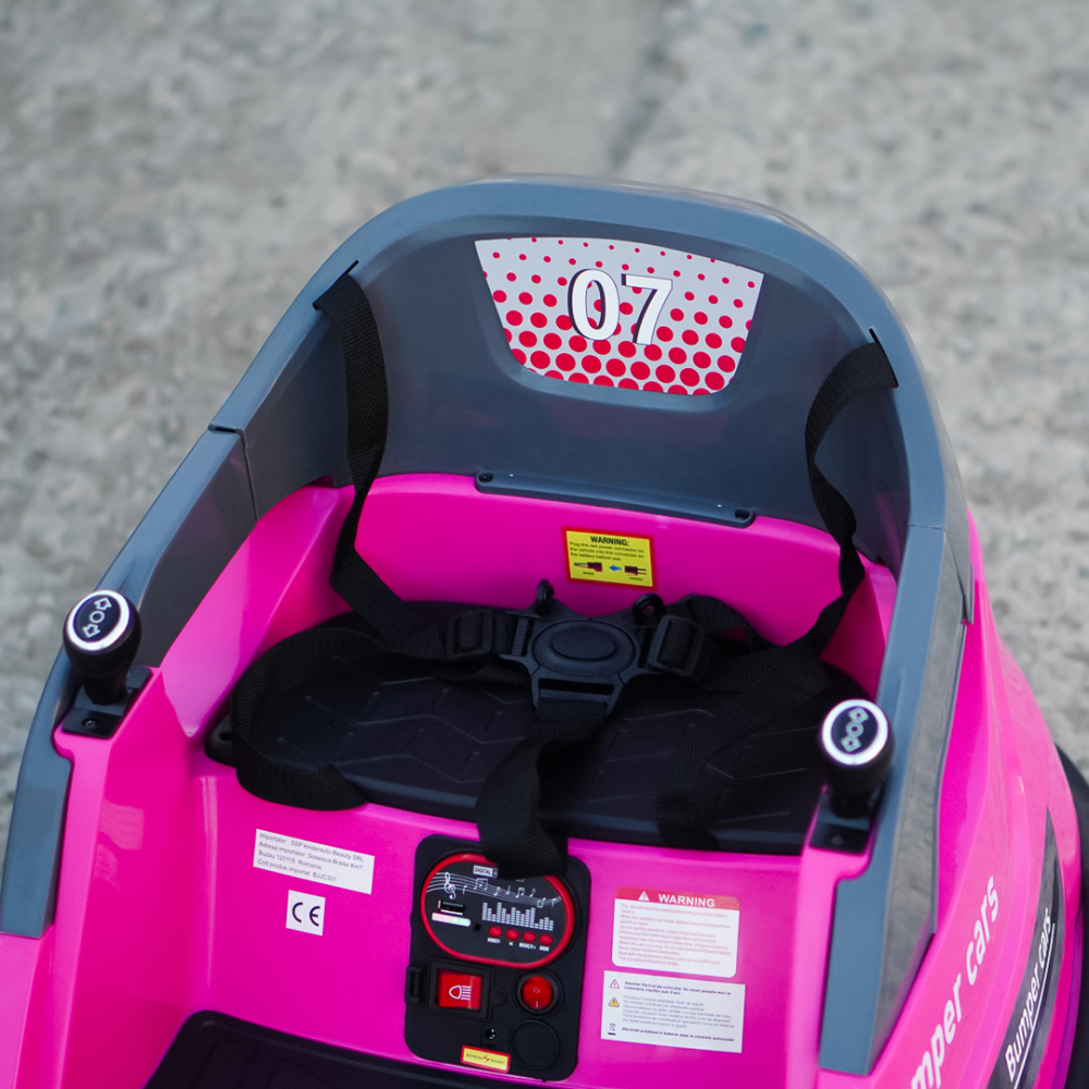 Masinuta busitoare cu telecomanda, Kinderauto Bumper, 70W 12V, culoare roz [7]
