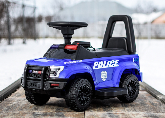 Masinuta electrica de politie Kinderauto Police 30W 6V cu megafon si music player, bluetooth, culoare Albastru [3]