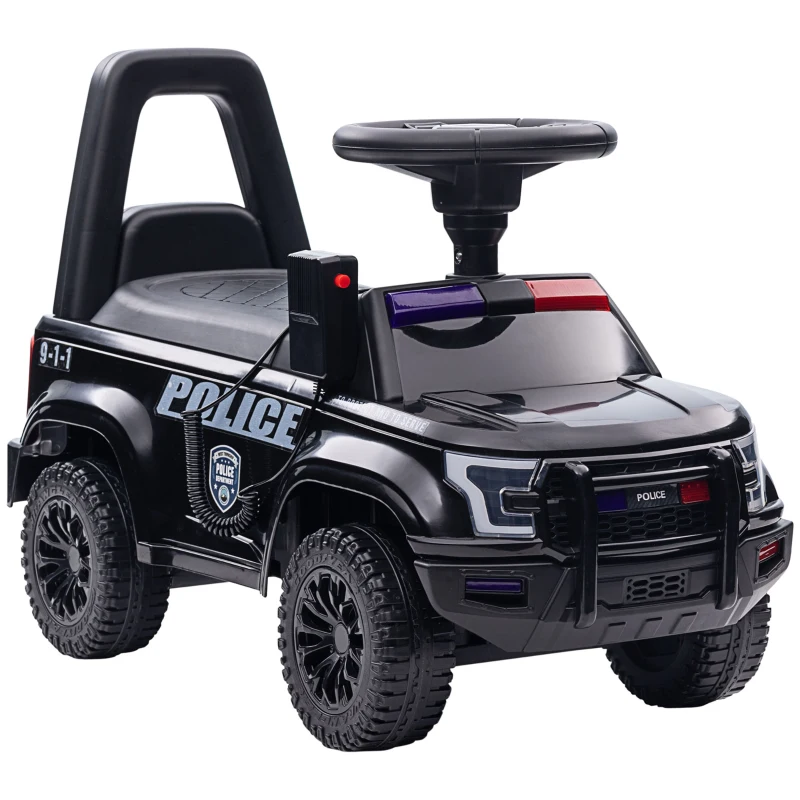 Masinuta de politie Kinderauto Police 30W 6V cu megafon si music player, bluetooth, culoare Negru 30W imagine noua responsabilitatesociala.ro