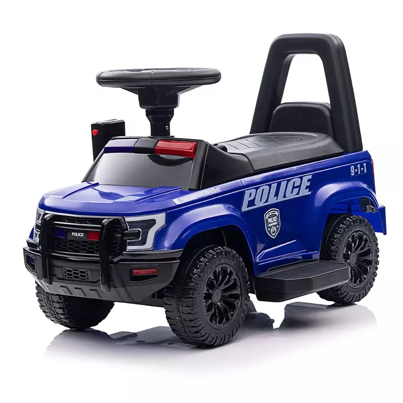 Masinuta de politie Kinderauto Police 30W 6V cu megafon si music player, bluetooth, culoare Albastru