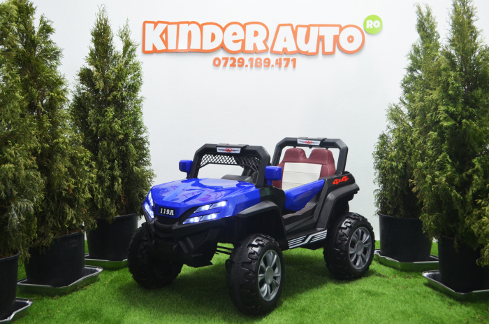 Masinuta electrica 4x4 Kinderauto BJF119A 120W 12V cu Scaun TAPITAT #Albastru [5]