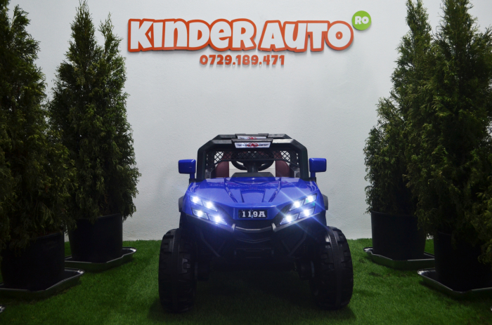 Masinuta electrica 4x4 Kinderauto BJF119A 120W 12V cu Scaun TAPITAT #Albastru [4]