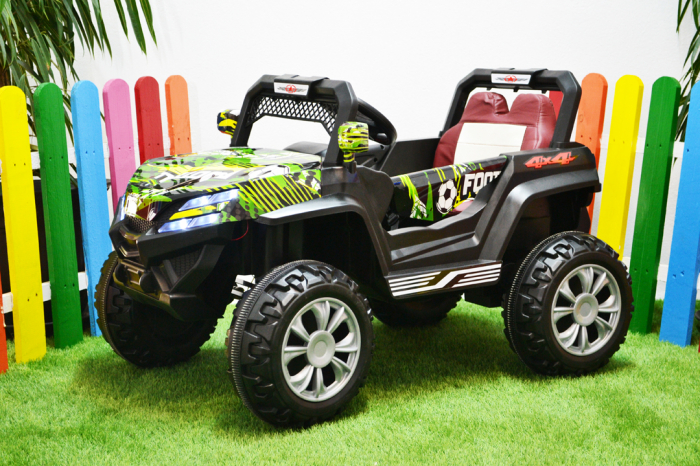 Masinuta electrica 4x4 Kinderauto BJF119A 120W 12V cu Scaun TAPITAT #Verde [4]