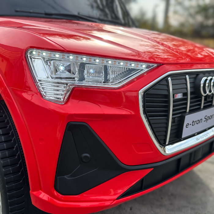 Masinuta electrica Audi E-tron Sportback, cu scaun tapitat, roti moi, echipare Premium, rosie [18]