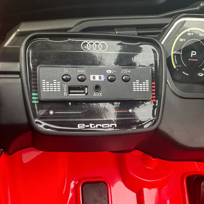Masinuta electrica Audi E-tron Sportback, cu scaun tapitat, roti moi, echipare Premium, rosie [17]