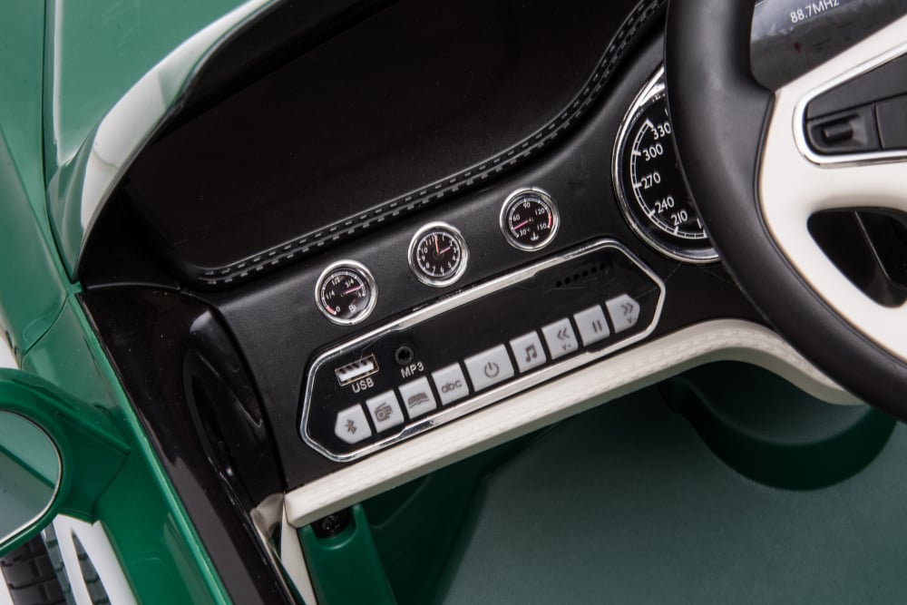 Masinuta electrica pentru copii Bentley Mulsanne 90W cu roti moi si scaun tapitat, verde [41]