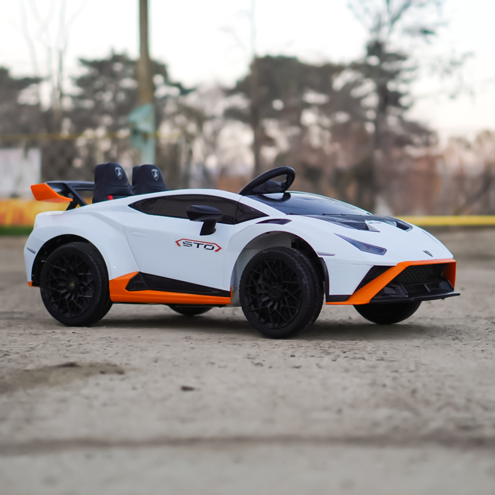 Masinuta electrica cu functie drift Lamborghini Huracan STO, putere 220W, 12V Premium, Alba [4]