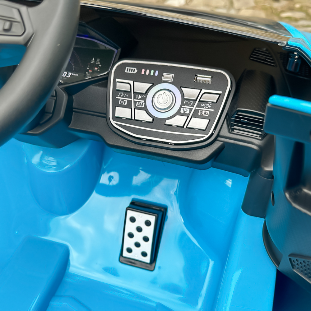 Masinuta electrica cu functie drift Lamborghini Huracan STO, putere 220W, 12V Premium, albastra [18]